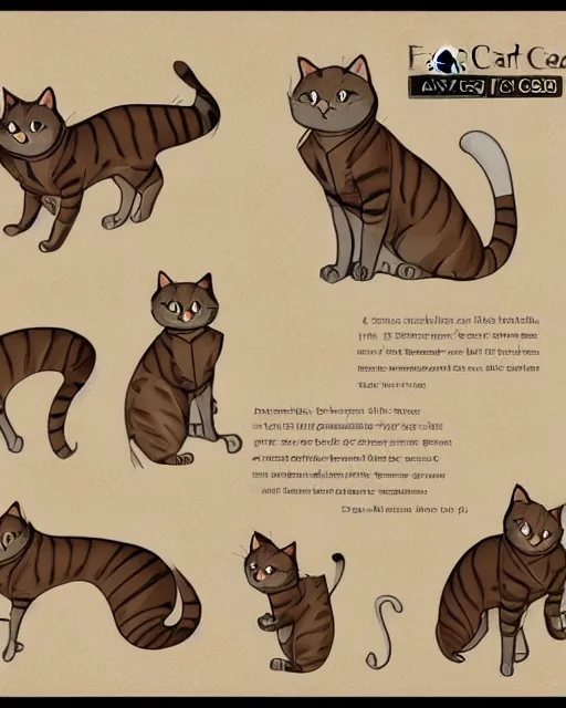 Image similar to fancy cat, a character model reference sheet