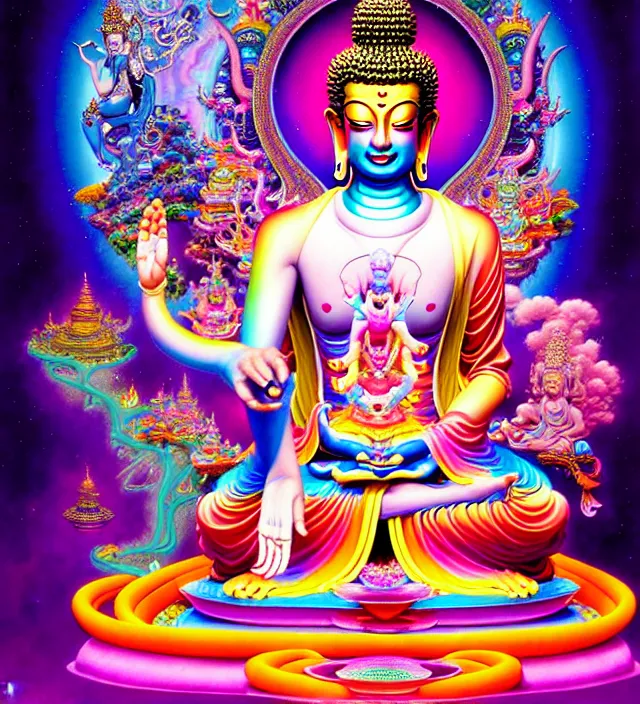 Image similar to lisa frank pattern fantasy character portrait of buddha sakyamuni, ultra realistic, wide angle, intricate details, blade runner artifacts, highly detailed by peter mohrbacher, wayne barlowe, boris vallejo, hajime sorayama aaron horkey, gaston bussiere, craig mullins