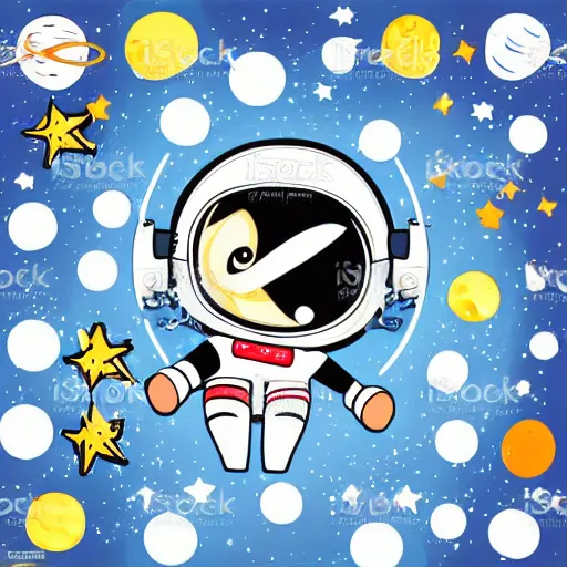 Prompt: cute space astronaut theme, stock vector art, comic, professional, pro