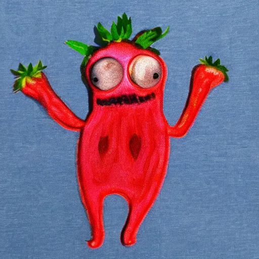 Image similar to strawberry creature with multiple eyes