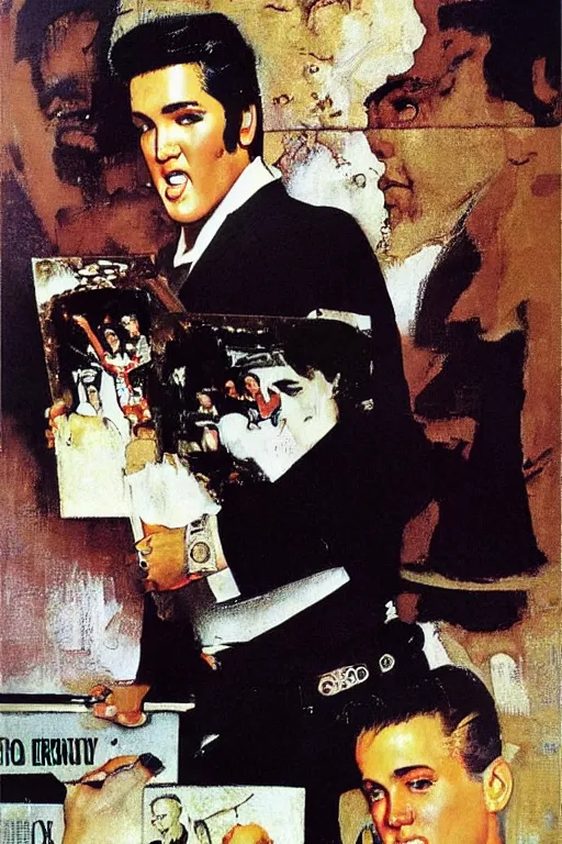 Image similar to elvis presley painted by norman rockwell