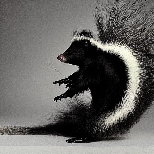 Prompt: dancing skunk, photo