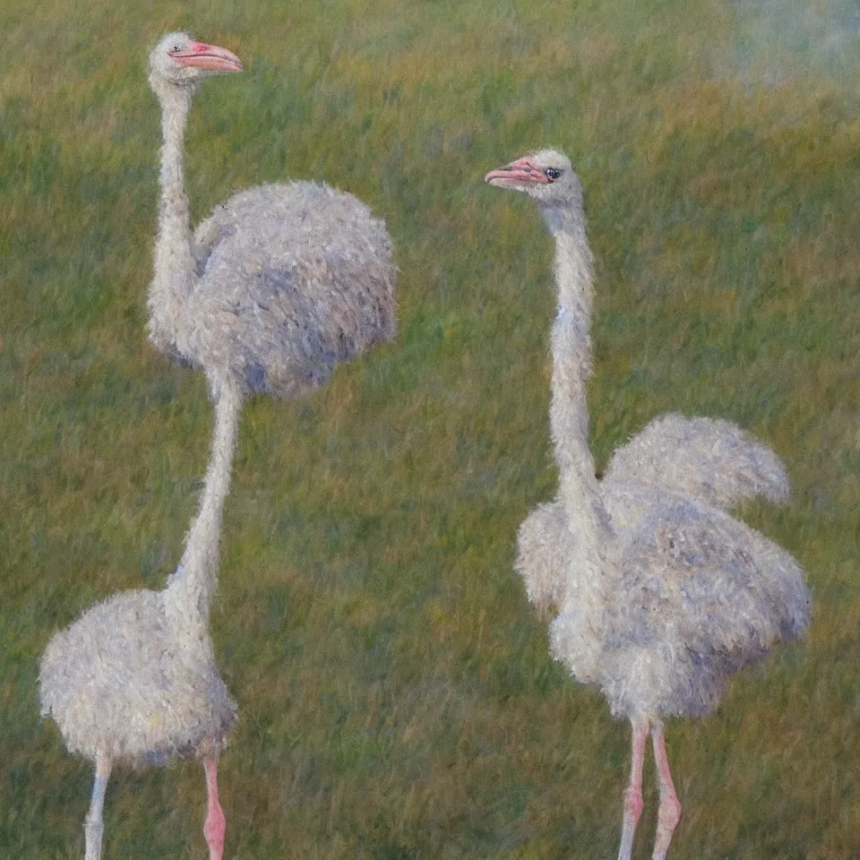 Image similar to an impressionist paint of an ostrich