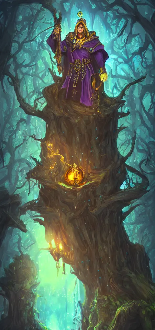 Prompt: mage lord minion on enchanted forest, digital art, fantasy, trending on artstation