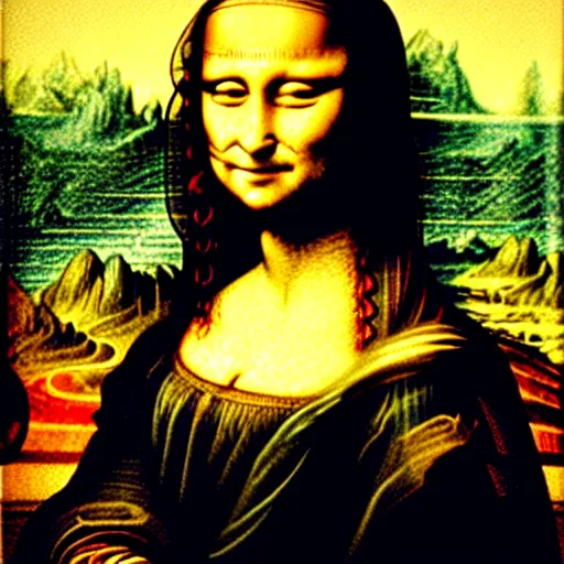 Image similar to mona lisa painted by basquiat