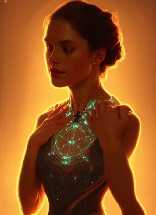 Image similar to full body portrait of girl, chemisty, sci - fi, glowing lights!! intricate, elegant, highly detailed, highly detailed face, digital painting, artstation, concept art, smooth, sharp focus, illustration, art by artgerm and greg rutkowski and alphonse mucha, 8 k