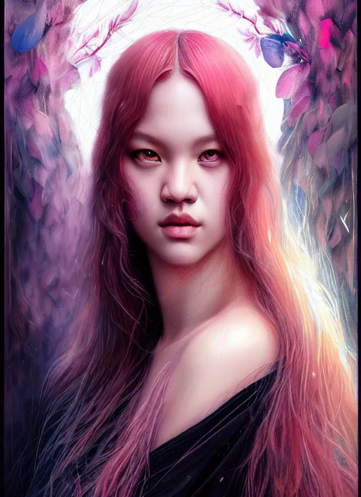 Image similar to jossi of blackpink, king, tarot card, highly detailed, digital painting, smooth, sharp focus, illustration, ultra realistic, unreal engine, 8 k, art by karol bak and agnes cecile