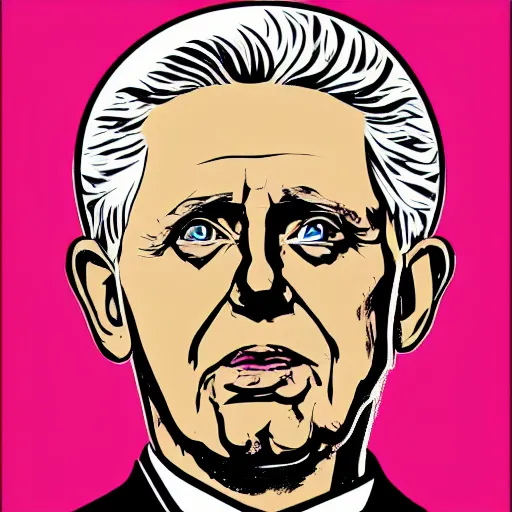 Image similar to portrait of pope benedict xvi screen print. pop art, high detail 8 k