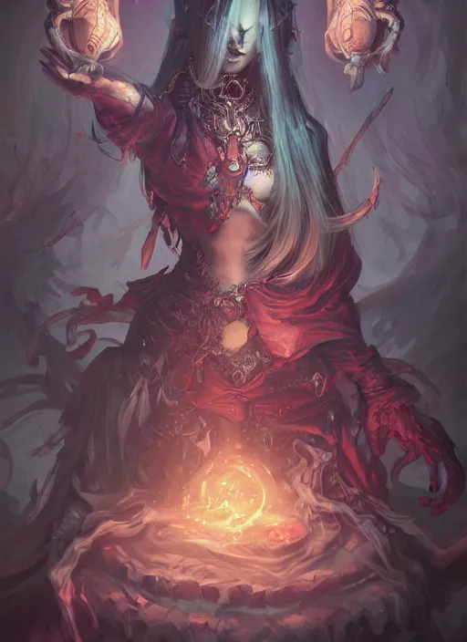 Image similar to fineart illustration of the necromancer, illustrsted by ross tran, hyper detailed, fantasy surrealism, crisp