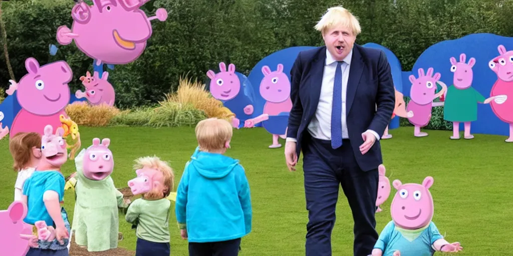 Prompt: boris johnson at peppa pig world