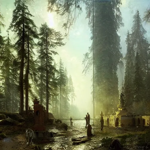 Prompt: infinite source of energy powers a utopian city, Ivan Shishkin and Greg Rutkowski