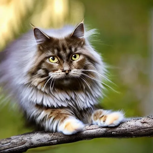 Prompt: siberian cat hunting bird