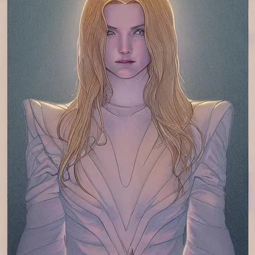 Image similar to a detailed drawing of a beautiful woman, by Moebius and jenny Frison