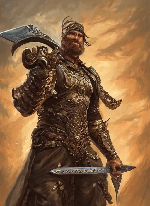 Prompt: PewDiePie as a mean looking hero holding an enormous large dual wielding sword, intricate, elegant, highly detailed, centered, digital painting, artstation, concept art, smooth, sharp focus, illustration, artgerm, donato giancola, Joseph Christian Leyendecker, WLOP, Boris Vallejo, Artgerm