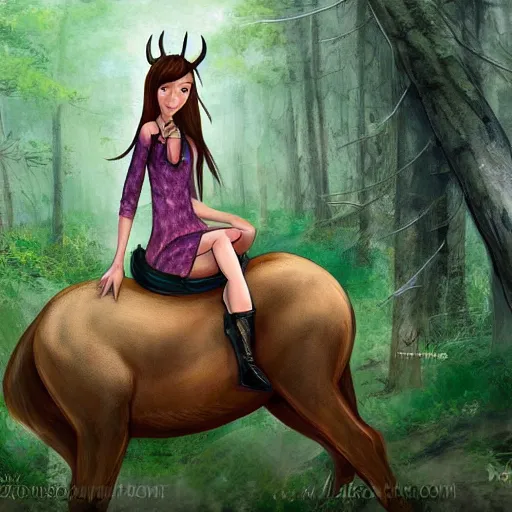 Image similar to girl riding a giant deer in the forest, trending on art station