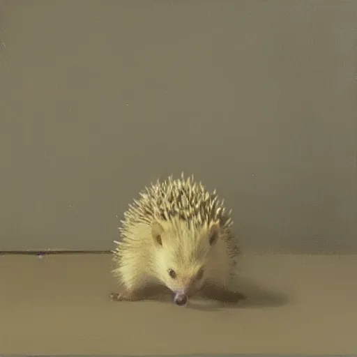 Image similar to “ carl the hedgehog in the style of giorgio morandi ”