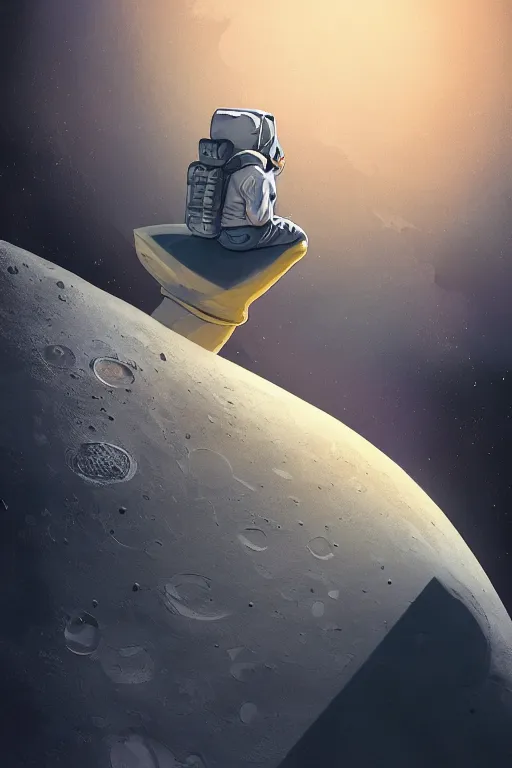 Image similar to Man sitting on the moon with a view of the earth in the background, digital painting, highly detailed, artstation, concept art, smooth, sharp focus, illustration.