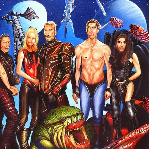 Image similar to the cast of farscape ( television show ), highly detailed painting
