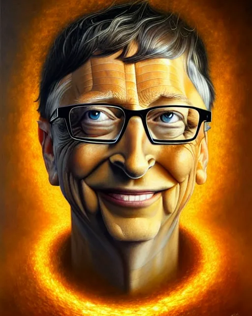 Image similar to detailed portrait of bill gates cheese!! grater!!! shredded by tomasz alen kopera and peter mohrbacher and johanna martine! and margaret keane! coherent luminescent