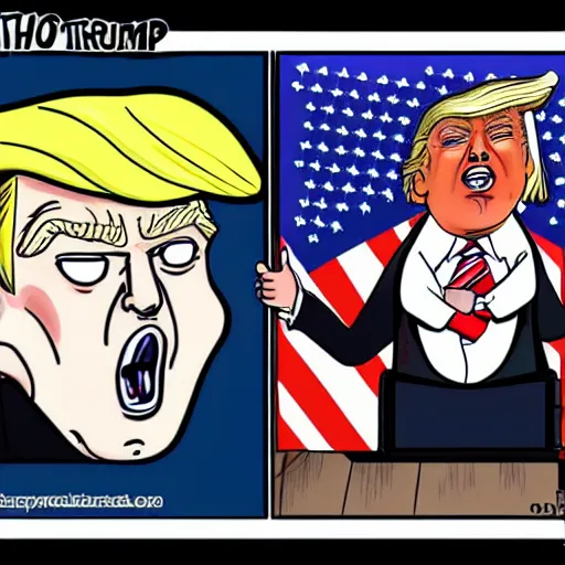 Prompt: donald trump sobbing, cartoon by ben garrison