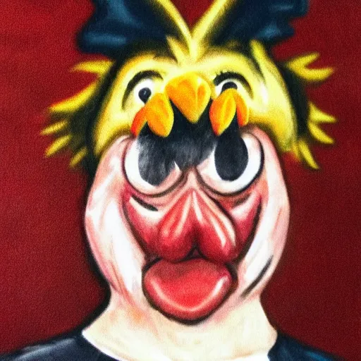 Image similar to inmate with chicken face and chicken head