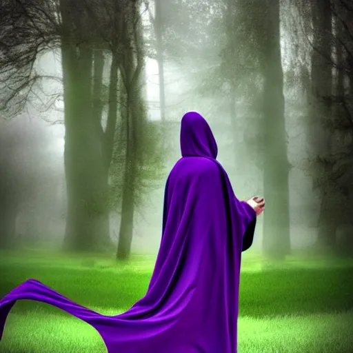 Prompt: grim reaper, purple cloak, scary