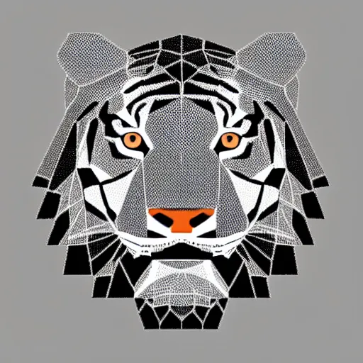 Image similar to A low polygon render of a tiger, on a white background, isometric 3d,