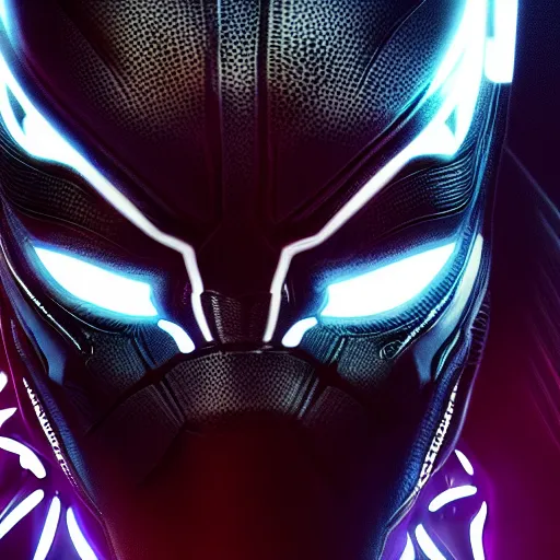 Image similar to Cyberpunk Black Panther, close up shot, neon, cyborg, futuristic, photorealistic, 8K,