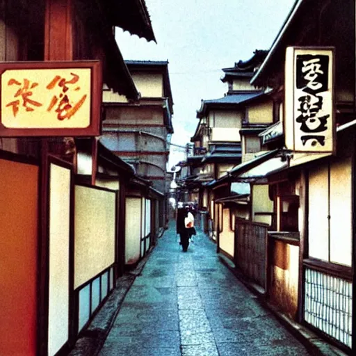 Prompt: Japan 1850's streets, color photo by Slim Aarons