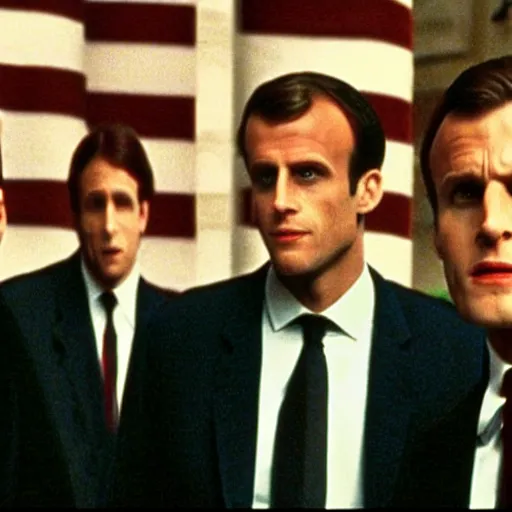 Image similar to the three sons of Emmanuel Macron in American Psycho (1999)