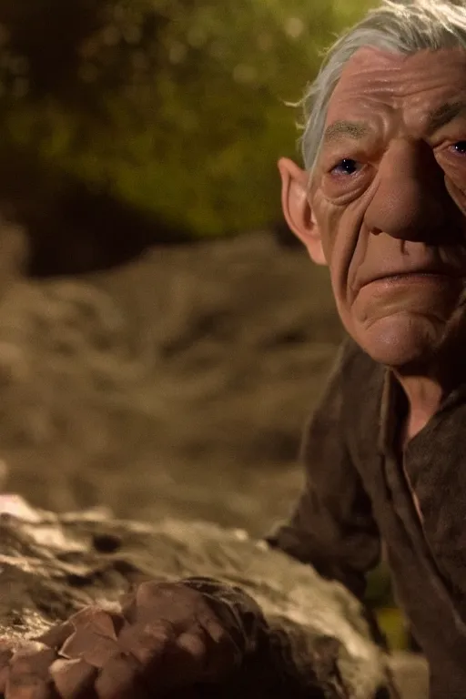 film still of ian mckellen as smeagol in lord of the Stable Diffusion