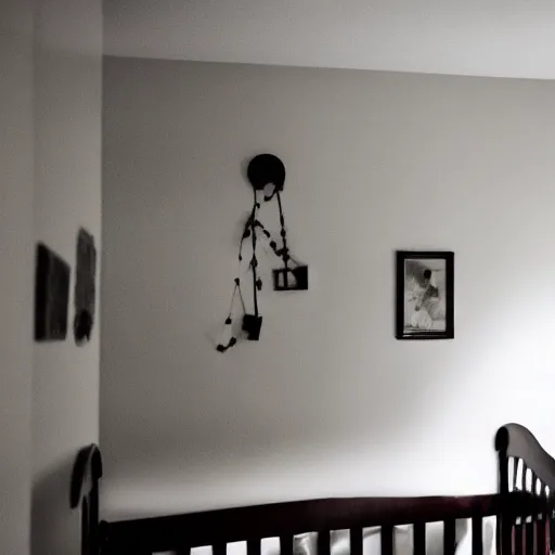 Image similar to creepy nursery liminal space, dark photograph