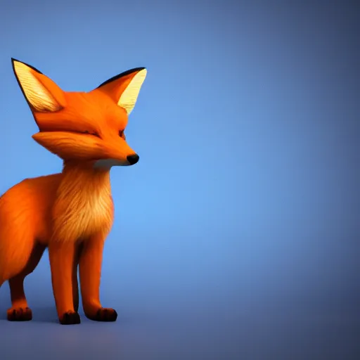 Prompt: a fox, 3 d render, post processing, cinematic lightning
