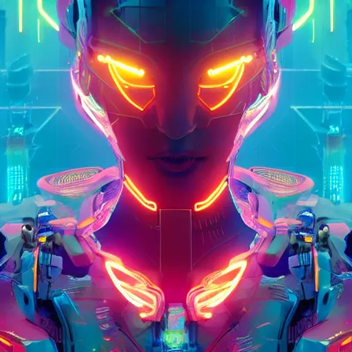 Image similar to a beautiful digital artwork of a neon glowing cyborg phenix with robotic mech parts by artgerm, tooth wu, dan mumford, beeple, wlop, rossdraws, james jean, marc simonetti. intricate, epic lighting, cinematic composition, hyper realistic, 8 k resolution, unreal engine 5