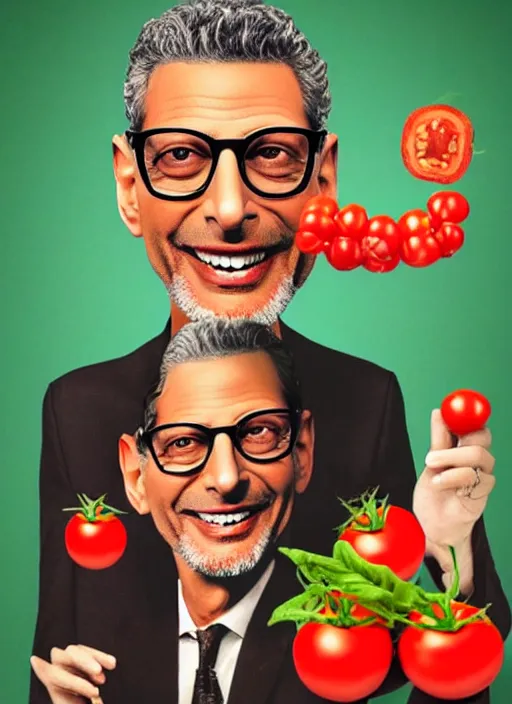 Image similar to jeff goldblum in a tomato