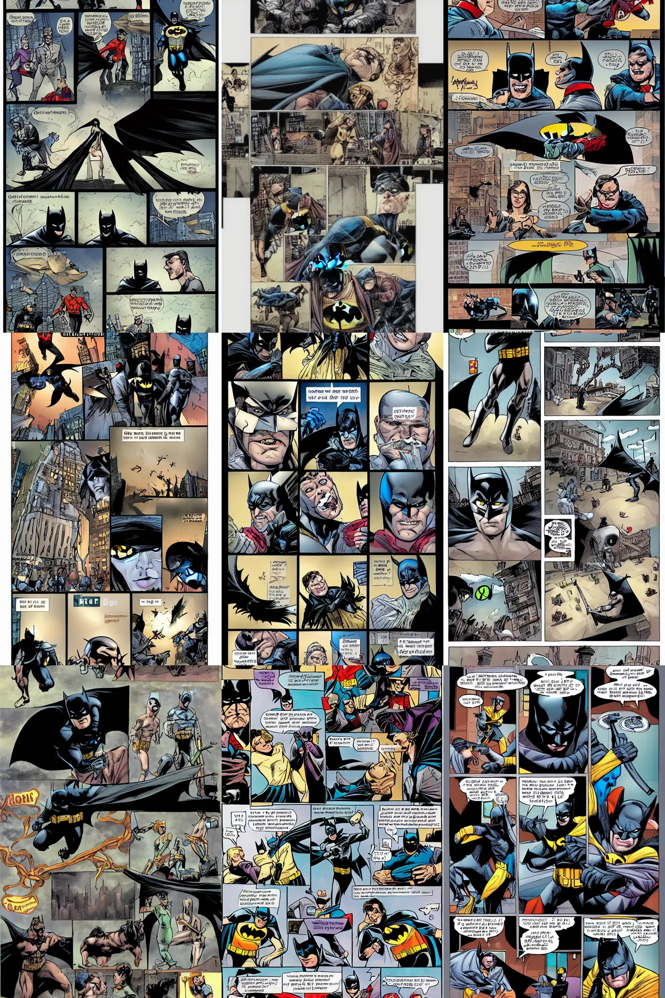 Prompt: a comic page of batman