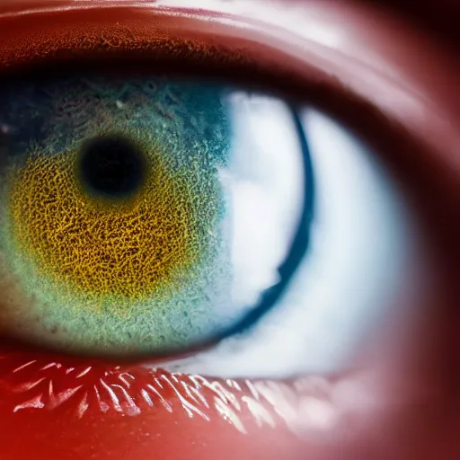 Prompt: extreme closeup of a hyperrealistic human eye contained within another human eye, macro shot, hyperrealistic, extreme detail, ray tracing, octane render