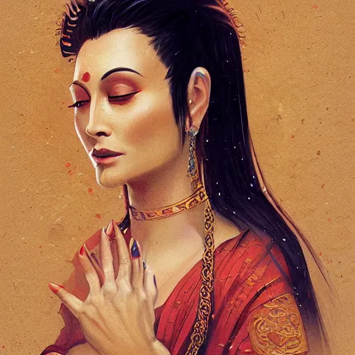 Image similar to cher!!!!! bodhisattva, elegant, portrait, illustration art by greg rutkowski