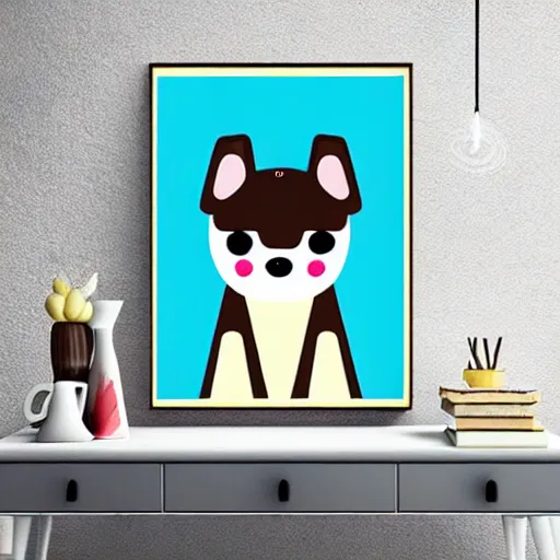 Image similar to Kawaii cute dog, art poster