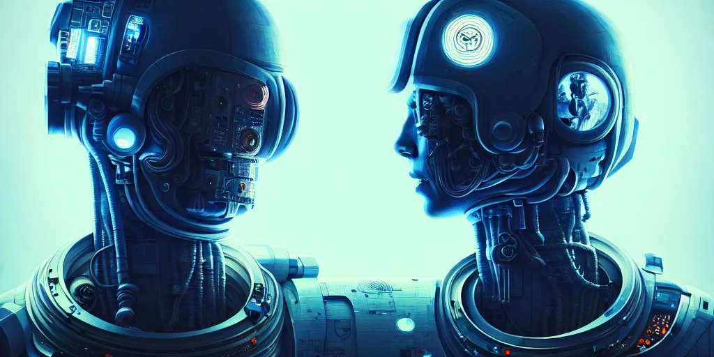 Image similar to hyperrealistic portrait of a cyborg monster astronaut, full body portrait, well lit, intricate abstract. cyberpunk, intricate artwork, by Tooth Wu, wlop, beeple. octane render,in the style of Jin Kagetsu, James Jean and wlop, highly detailed, sharp focus, intricate concept art, digital painting, ambient lighting, 4k,