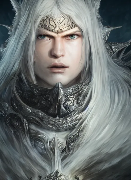 Image similar to griffith berserk, ultra detailed fantasy, elden ring, realistic, dnd character portrait, full body, dnd, rpg, lotr game design fanart by concept art, behance hd, artstation, deviantart, global illumination radiating a glowing aura global illumination ray tracing hdr render in unreal engine 5