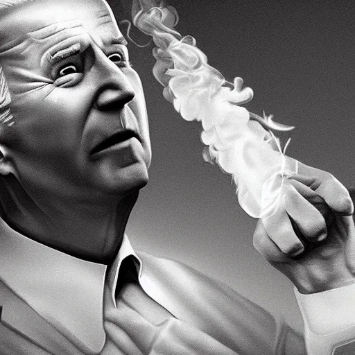 Prompt: joe biden smoking a giant joint, smoke, amazing detail, realistic digital art, artstation, award winning