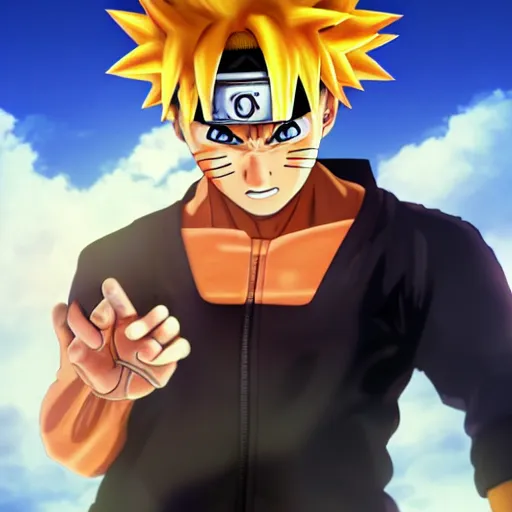 Image similar to a highly realistic photo of Naruto Uzumaki as Son Goku, dramatic, hyperdetailed, artstation, photorealism, accurate, octane render, 8k,