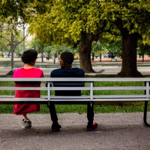 Image similar to a couple sitting on a park bench