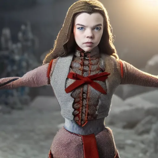 Prompt: anya taylor - joy, action figure, 8 k, volumetric light, full body, beauty face, dressed