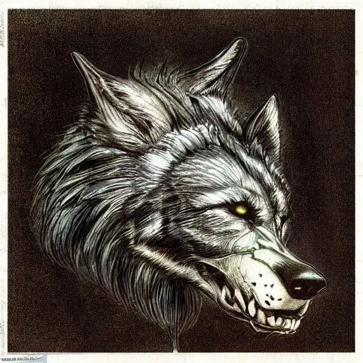 Image similar to “ simon bisley ” wolf lurking in diablo canyon power plant horror shape veterinary anatomical illustration 1 0 2 4 x 1 0 2 4