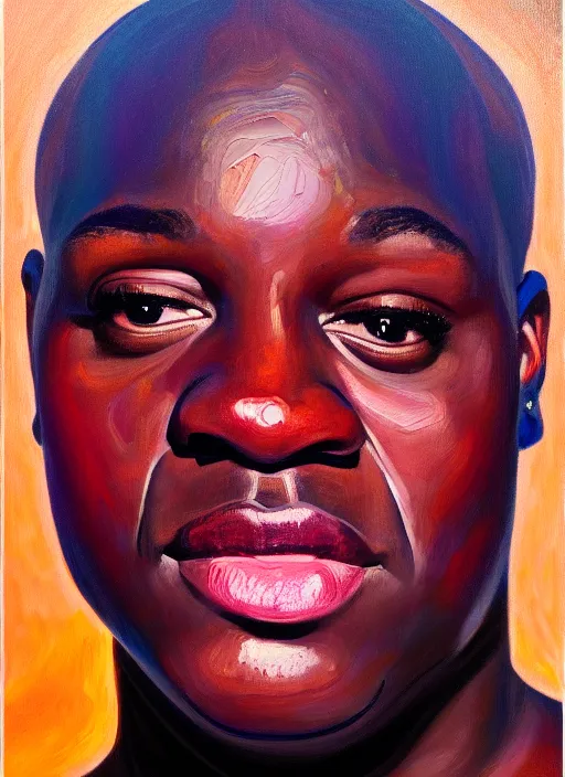 Image similar to shaq as a woman, oil on canvas, cinematic, portrait