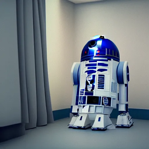 Prompt: eric and r 2 d 2 dancing in a hotel room, very realistic, detailed, octane render