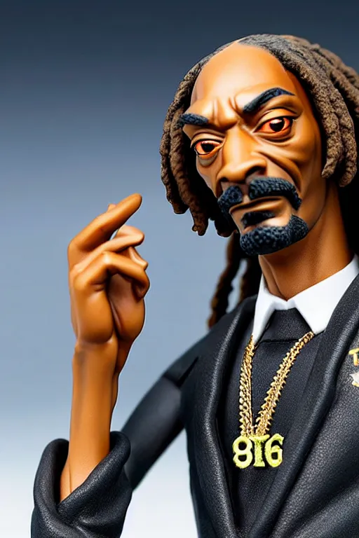 Prompt: still high quality figurine of snoop dogg with attachable weed, tsurime eyes, tareme eyes, personification, dynamic pose, detailed product photo, featured on amiami, tone mapped, beautiful composition, 8 5 mm, f. 1 4