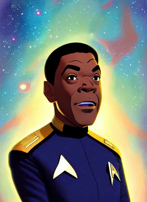 Prompt: cute star trek officer lenny henry, natural lighting, path traced, highly detailed, high quality, digital painting, by don bluth and ross tran and studio ghibli and alphonse mucha, artgerm